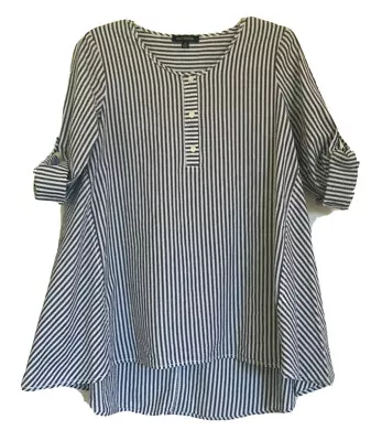 Max Edition Womens Striped Cotton Loose Fit Top Sz S • $12.99