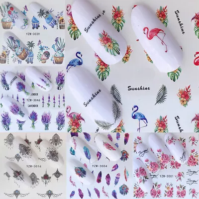 Women Nail Art Sticker Water Decals Transfer Stickers Flowers Mixed Designs • $0.72