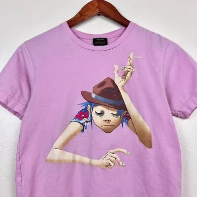 Vintage Y2K GORILLAZ Band Tee Shirt Womens Baby Tee Pink 2001 Smoking Emo Punk • £24.12