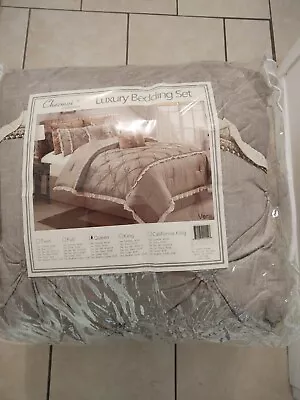 Chezmoi Collection Vera Khaki Ivory Queen Comforter Set 8 Piece • $93.74