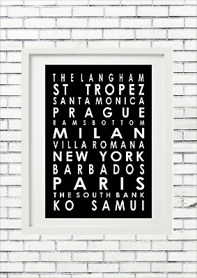 Personalised Destination Vintage London Bus Blind Wedding Engagement Typography • £27.50