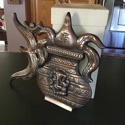 Om Ganesh With Kalash Wall Hanging Metal Sculpture Spiritual Good Luck Vastu • $35