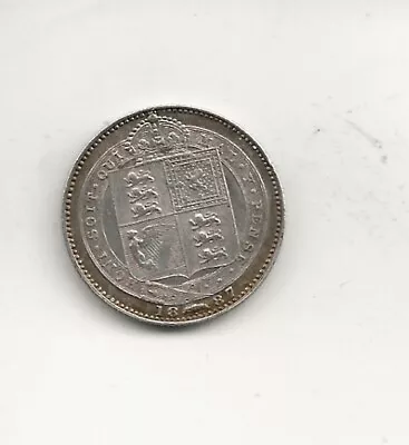 1887 Victoria Jubilee Head 0.925 Silver One Shilling Coin • £14