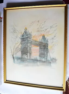 Danish Artist Mads Stage 1976 Signed Print Of Tower Bridge London Watercolour • $16.15