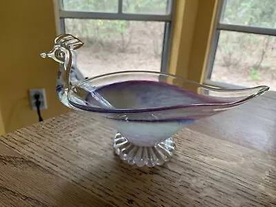 Contemporary Murano Art Glass 9” Colorful Rooster Candy Dish Bowl~Estate • $10.50