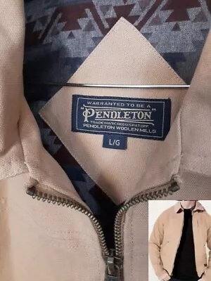 Pendleton Men's Large Baldwin Canvas Work Jacket Flannel Lined Tan NWT $175 • $89.99