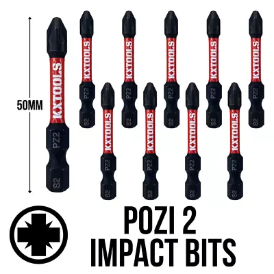 10 X PZ2 Impact Driver Bits 50mm POZI Magnetic Screwdriver DeWalt Milwaukee Pro • £6.99