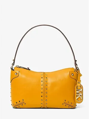 MICHAEL KORS Astor Studded Golden Leather Shoulder Bag • $249.99
