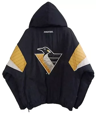 Vintage 90s Pittsburgh Penguins Starter Jacket Pullover Puffer Men's Large • $89.99