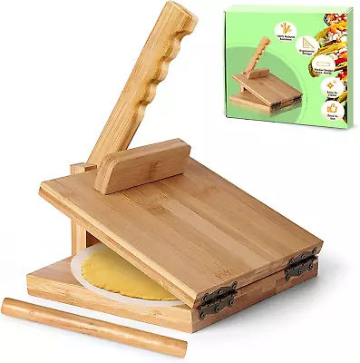 $59.13 • Buy Tortilla Press 10 Inch Roti Maker Large Bamboo Wood Tortilla Press With Rolling