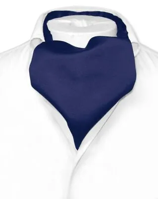 Vesuvio Napoli ASCOT Solid NAVY BLUE Color Cravat Mens Neck Tie • $14.95