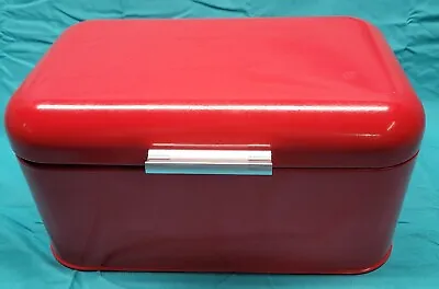 Red Retro Metal Bread Box Large Capacity Kitchen Country Space Saver • $27.59