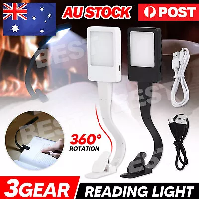 LED Book Reading Light Lamp USB Rechargeable Flexible Clip On Bed Desk Table • $11.95