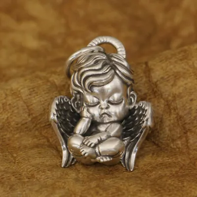 LINSION 925 Sterling Silver Cute Sleeping Angel Baby Pendant Q Version TA361A • $36