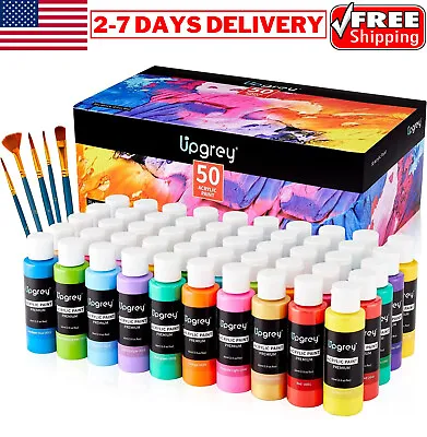 50 Colors Acrylic Paint Set 60ml Canvas Wood Fabric Ceramic Glass Wall Art Paint • $39.99