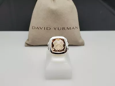 David Yurman Sterling Silver Albion Ring 14x14mm Morganite Size 7 • $210