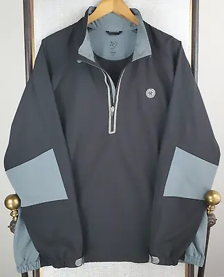 ZERO RESTRICTION Size 2XL Mens 1/2 Zip Winbreaker Jacket Golf Black/Gray ZR • $90.25