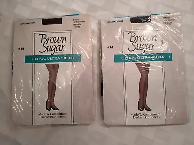 Vintage Brown Sugar Ultra Ultra Sheer Pantyhose Sandalfoot Jet Brown Medium • $8