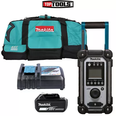 Makita DMR116 18V Li-Ion LXT Jobsite Radio With 1 X 5Ah Battery Charger & Bag • £251.84