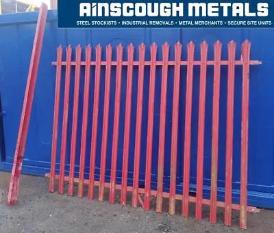 Used Palisade Fence Panel - Red - 2.100mtr High X 2.700mtr Wide C/w Post W Tripl • £124.80