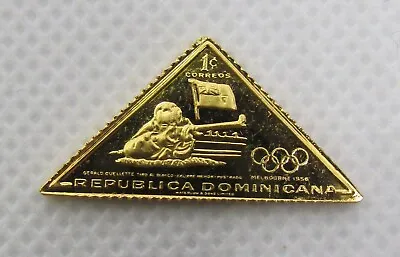 Dominican Republic 1957 24k On 925 Sterling Silver Ingot Olympic Stamp • £19.24