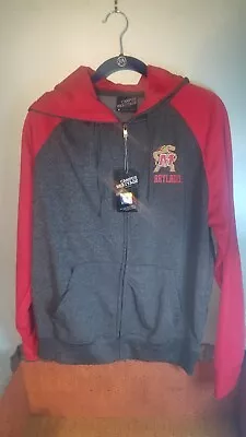 Maryland Terrapins Hoodie Full Zip Gray Red Mens • $25