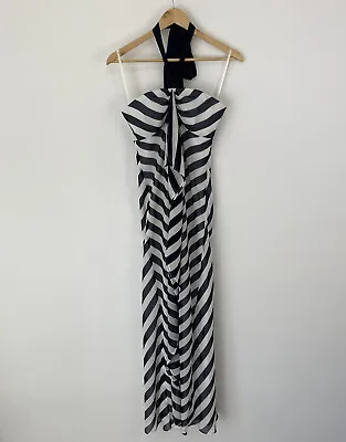 £22.99 • Buy Coast Halterneck Maxi Dress White & Blue Striped Sz 10 UK Ladies