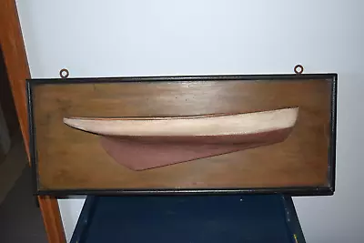 Half Hull Wooden Ship Sail Boat Ship Model Wall Plaque Hanging 33x13 SIGNED • $149.95