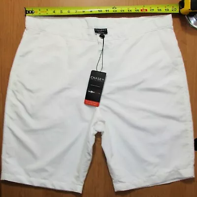 New Chase 54 Mens Bobby Short Par 4 Flat Front Chino Shorts White Lined Size 38 • $22.45