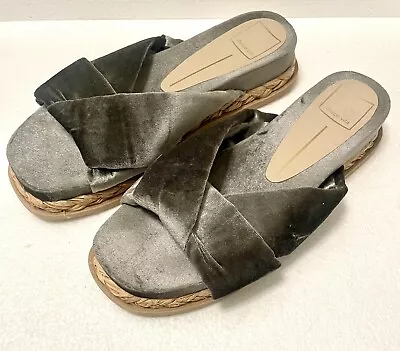 Dolce Vita Giza Velvet Espadrille Slides-Gray-Size 8M • $9.88