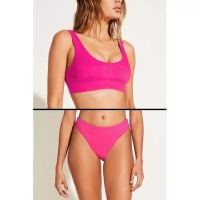 Vitamin A Ecorib Bikini L Zinnia Pink Cali Full Coverage Bottom Sienna Tank NEW • $159.95