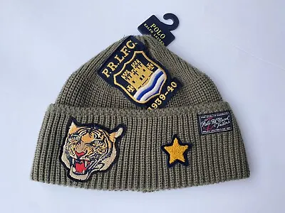 Polo Ralph Lauren RL Tigers Beanie Skully Toque Hat Olive New W/Tags One Size • $59.99