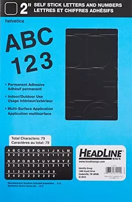 Headline Sign 31211 Stick-On Vinyl Letters And Numbers Black 2-Inch • $12.46