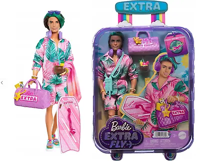 Barbie Extra Fly Ken Travel Doll Tropical Surfing Fashion Beach Accessories • $79