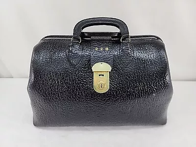 Vintage Doctor Bag Black Leather Texture Pebbled • $79.99