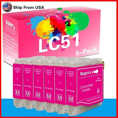 6PK LC51 LC-51 Ink Cartridge For DCP-130C DCP-330C DCP-350C MFC-240C Printer • $9.45