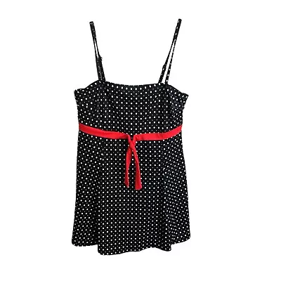 A Shore Fit Women's Bathing Suit Swimwear Skirted Swim Dress Polka Dots Sz 8 • $19.99