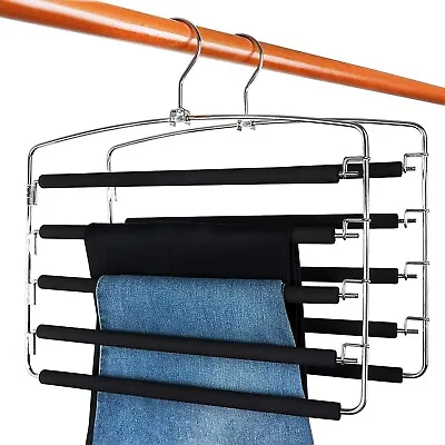£9.99 • Buy Clothes Pants Trouser Hanger Multi Layer Storage Closet Space Saver Organizer UK