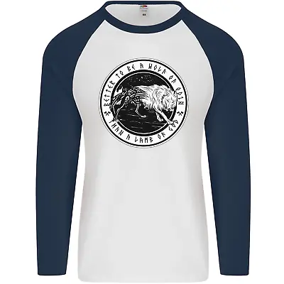 Viking A Wolf Of Odin Than A Lamb Of God Mens L/S Baseball T-Shirt • £9.99