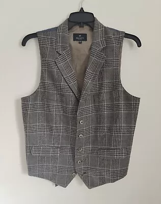 Hackett Linen Wool Tweed Waistcoat Grey Brown Plaid UK40R /EU50 RRP£399.99  • £79.99