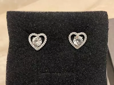 *NEW* ZALES Jewelers Sterling Silver Lab Created White Sapphire “HEART” Earrings • $79.99