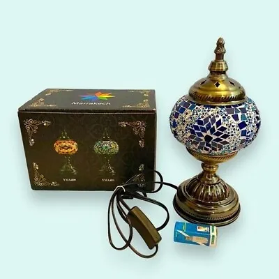 NWT Marrakech Turkish Handmade Mosaic Glass Table Lamp Moroccan Lantern 11” • $39.99