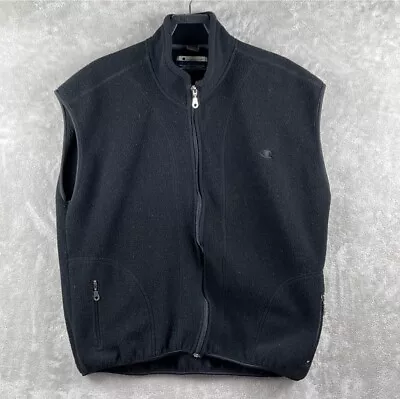 Champion High Collar Sleeveless Fleece Full Zip Front Vest Black Size XL • $15.60