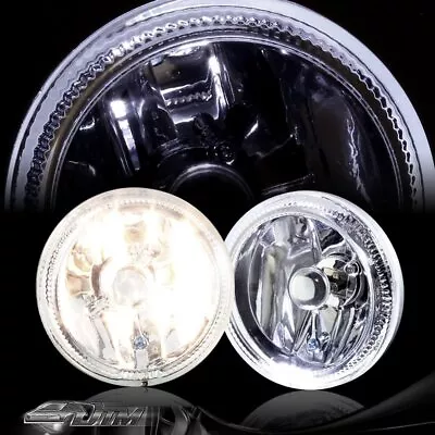 4  Round Chrome Housing Clear Halo Fog Light Lamps +Switch+Bulbs Kit Universal • $35.99