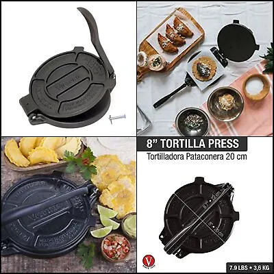 $32.38 • Buy Tortilla Press Cast Iron 8 Inch Victoria Maker Flour Black Pre Original New
