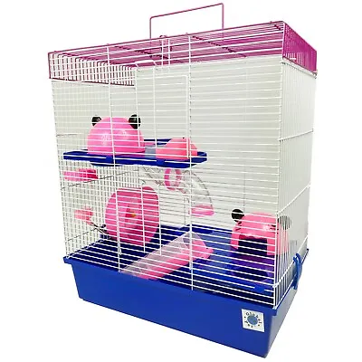 Calypso Small/Dwarf Hamster Cage With Tubes - Blue & Pink Plastic Hamster Cage  • £39.99
