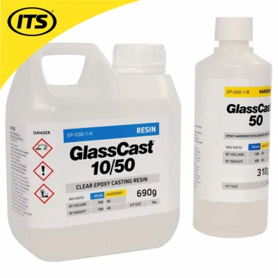 £26.39 • Buy Glass Cast 50 Clear Epoxy Casting Resin & Hardener Kit - 1kg