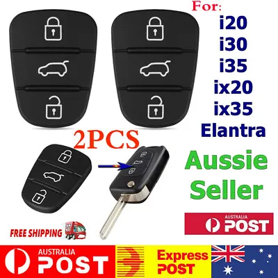 $6.69 • Buy 2PCS 3 Button Flip Key Replacement Remote Rubber Pad For Hyundai I30 I20 Elantra