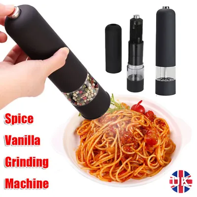 Electric Salt And Pepper Grinder Set  2 In 1 Adjustable Coarseness Coarse/Fine • £6.99