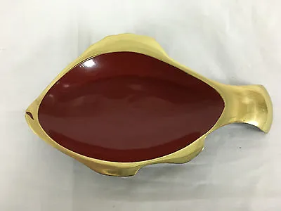 Red And Gold Dish Tray Fish Export Quality Made In Israel 6 Inch • $19.99